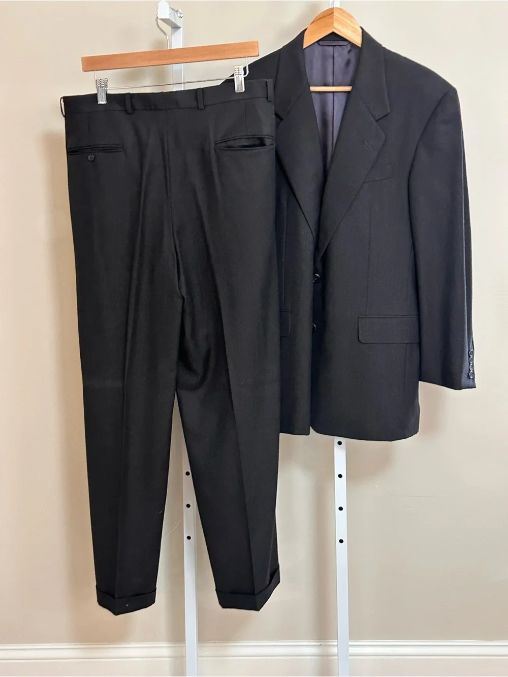 Hickey Freeman Loro Piana Super 120s Wool Suit Men’s 42S Black USA Union Made